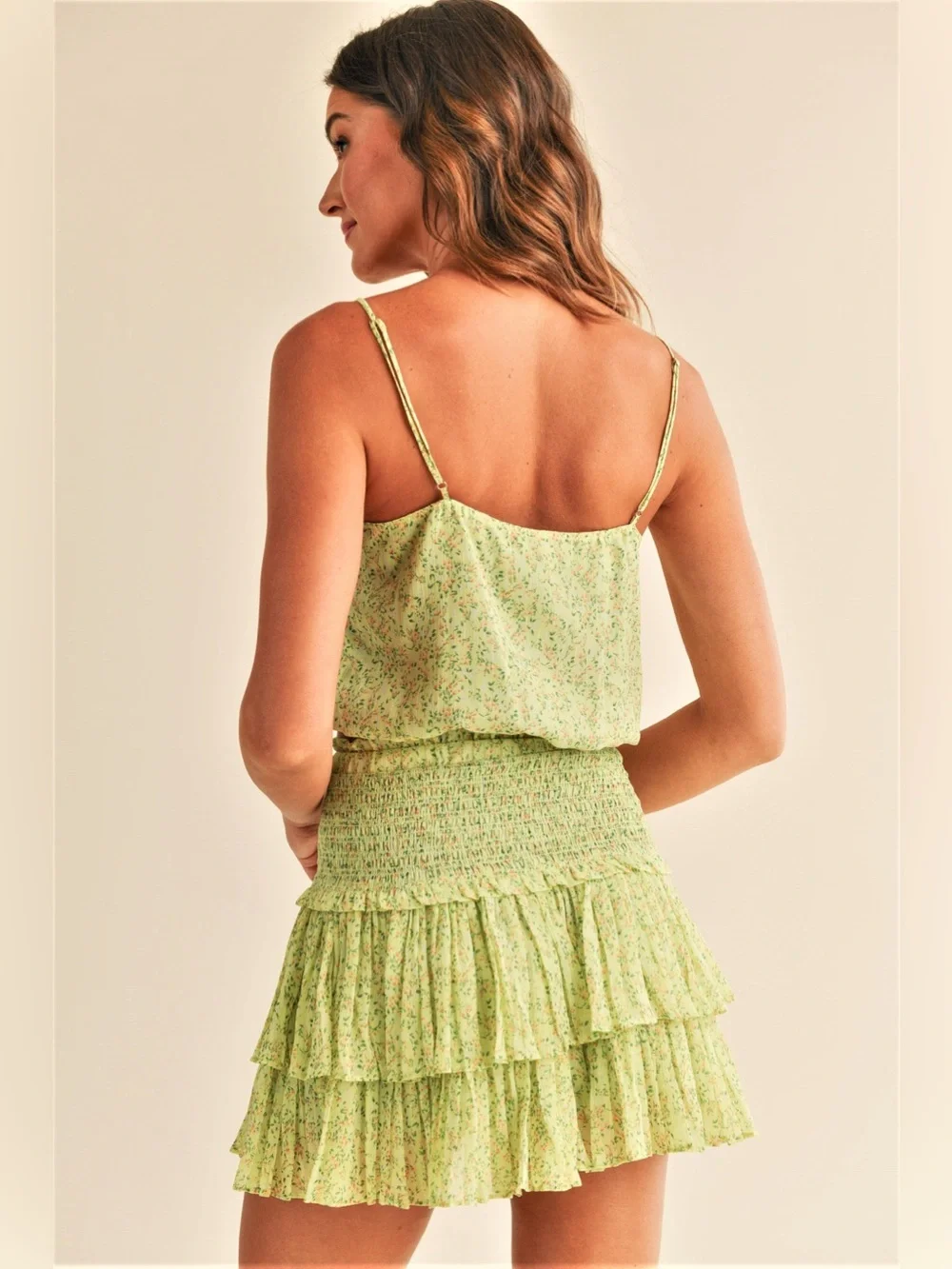 NEW RESET by Jane Lizzie Spring Floral Skirt  Set – Green | Size Medium